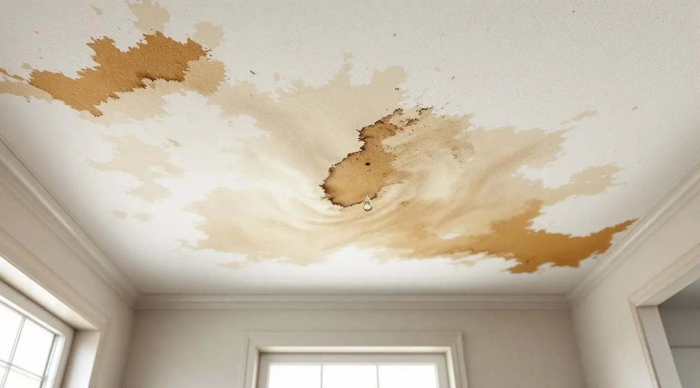 Restoration expert inspecting a water-damaged ceiling in a San Diego home using professional moisture detection equipment.