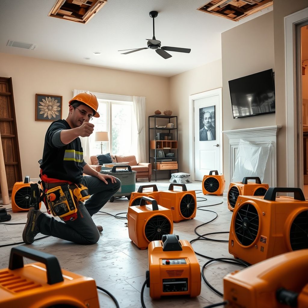 An IICRC-certified technician using a professional moisture meter to check for hidden water damage behind a Fairwood home's baseboards.