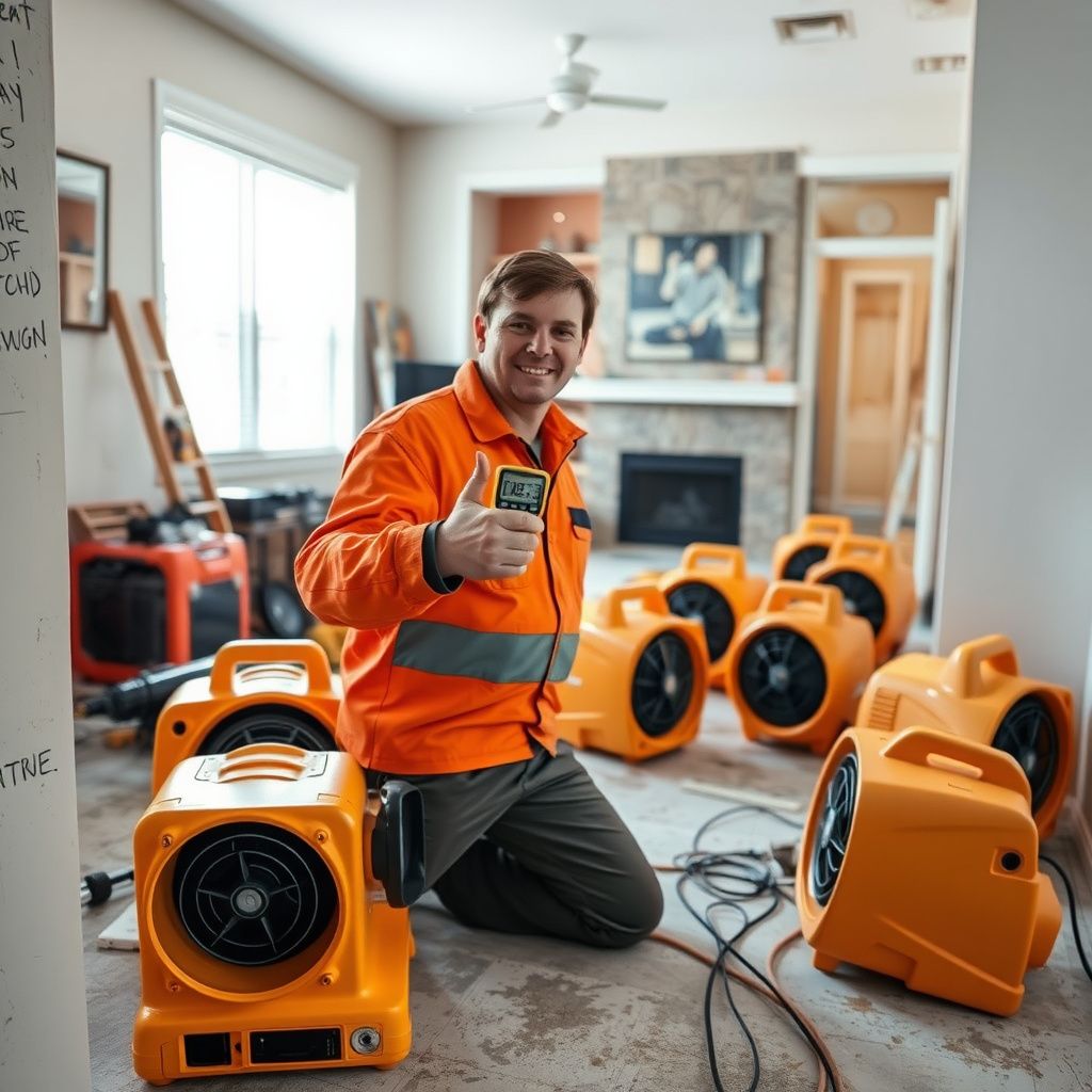 An IICRC certified technician documenting moisture levels with a thermal camera in a Spokane Valley crawl space.